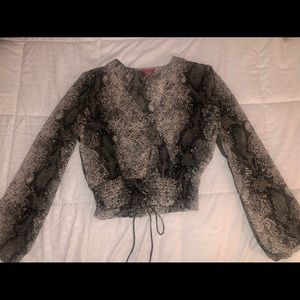 Guess Nsakeskin Sheer Long Sleeve top